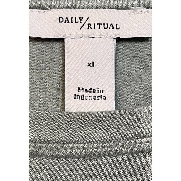 Daily Ritual Sage Super Soft Terry Long Sleeve Shirt With Shirttail Hem SIZE-XL - Picture 3 of 7